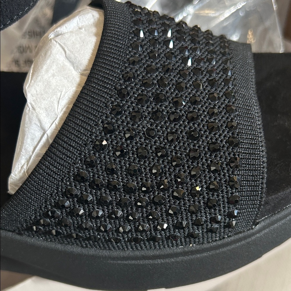 Kenneth Cole Reaction Black Rhinestone Sandals - Picture 2 of 10